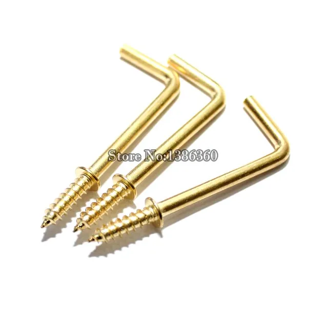 200 Pieces Gold L Shape Hook Right Angle Hook Screw L Hook 34x12mm CP470in Hooks from Home
