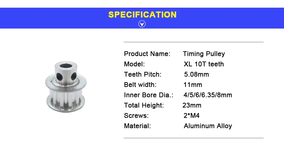 LUPULLEY XL 10 т зубчатый шкив 10 зубов диаметр 4/5/6/6,35/8 мм Алюминий сплав приводной ременный шкив для 10 мм синхронный ремень