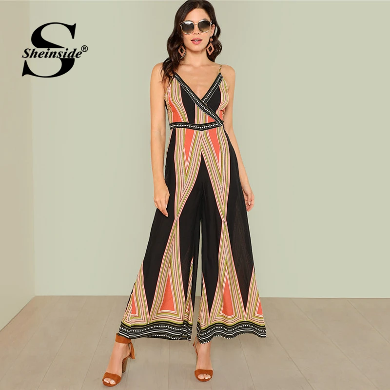 Buy Sheinside Geo Print Boho Beach Wide Leg Cami