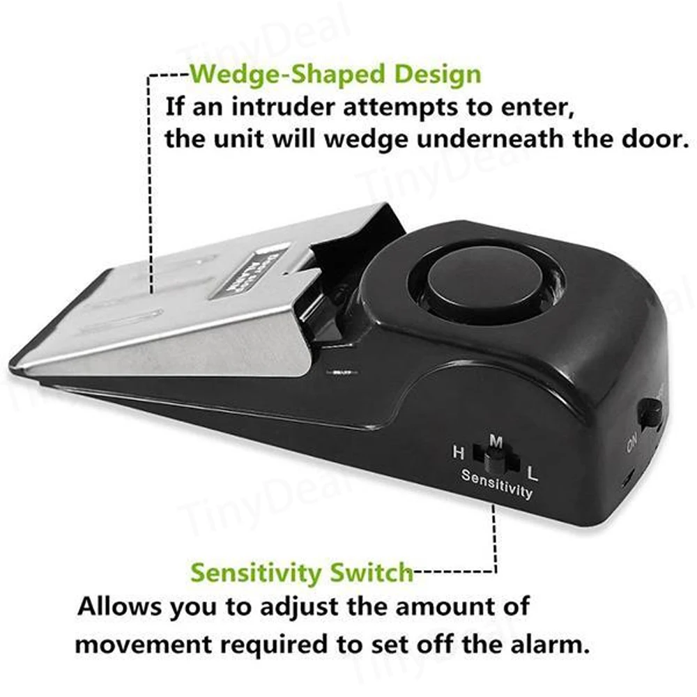 Бытовой 100dB мини размер легкий портативный сигнализация двери стоп дома двери клин образная пробка с 30s оповещения