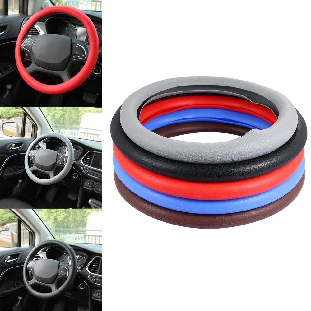 Buy 1PCS Leather Texture Car Auto Silicone Steering Wheel Glove Cover Multi