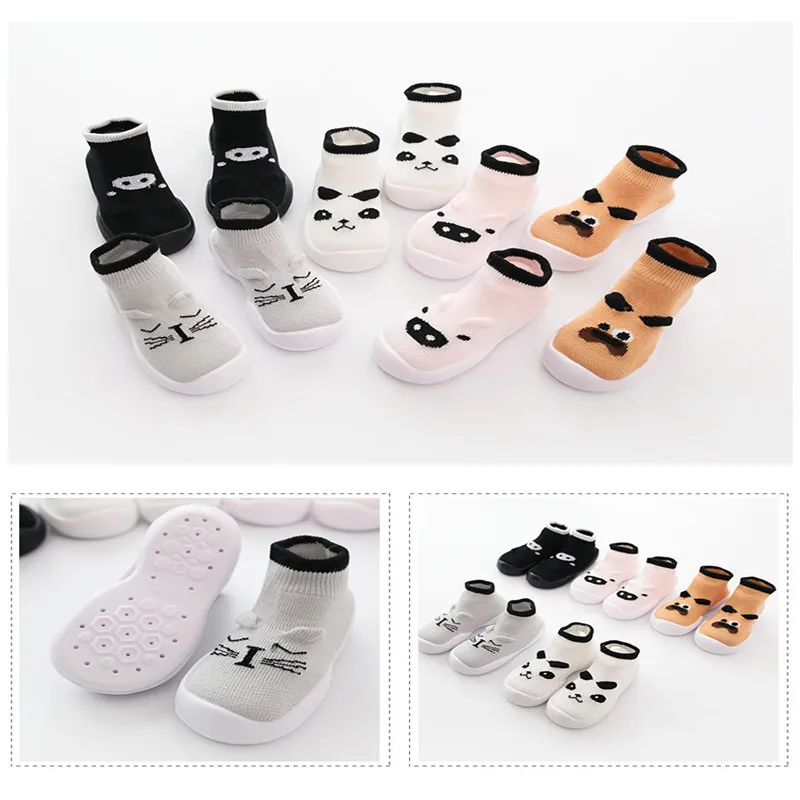Baby Socks With Rubber Soles toddler girls shoe bebe knitted slippers walker soft shoes boy girls Anti-skid Soft Socks with Lace