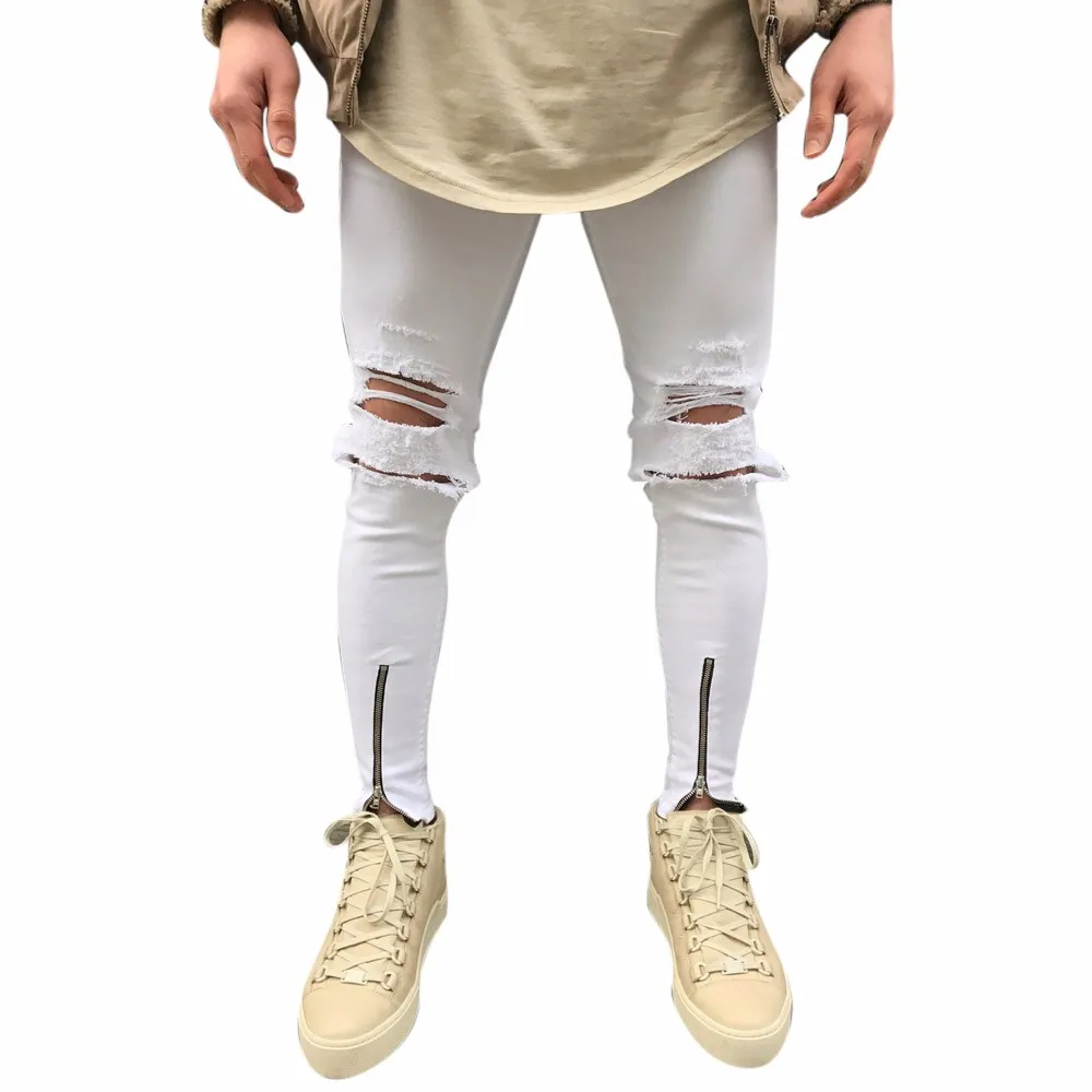CHAMSGEND мужские рваные облегающие мотоциклетные винтажные джинсы в стиле хип-хоп