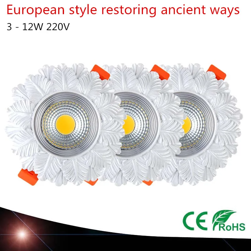 

European style restoring ancient ways Recessed LED Spot lights LED Downlights decoration Ceiling Down LED Lamps 220V 3-12W