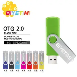 Biyetimi 6 цветов Продвижение OTG телефон USB флеш-накопитель универсальный для смартфона OTG USB ручка Pendrives 4 ГБ 8 ГБ 16 ГБ 32 ГБ 64 г U диск