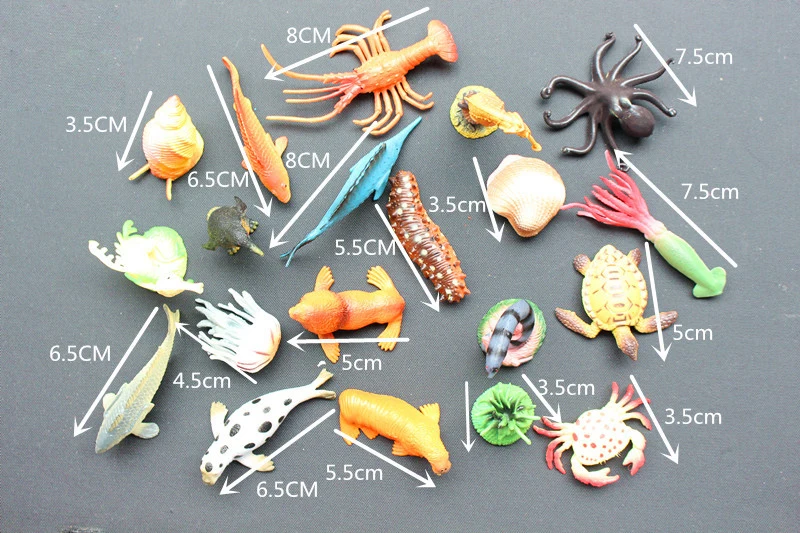 65 шт./компл.) небольшой морской Животные игрушка фигурка смешанный лот животные океана рыбы морским обитателям, однотонные модели для детей Подарки
