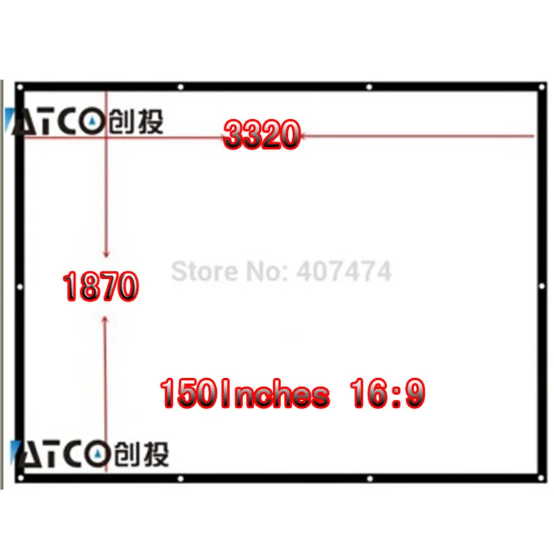 High-quality 3d screen Large size 150inch 16:9 Portable folded Canvas projection fabric with eyelets easy install |
