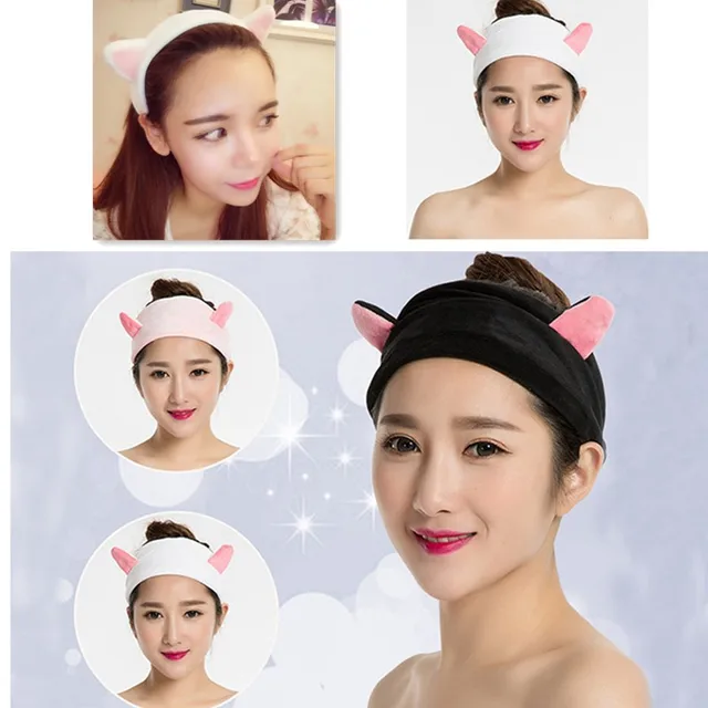 New Korean version Super cute cat ear Headband Wash face facial mask