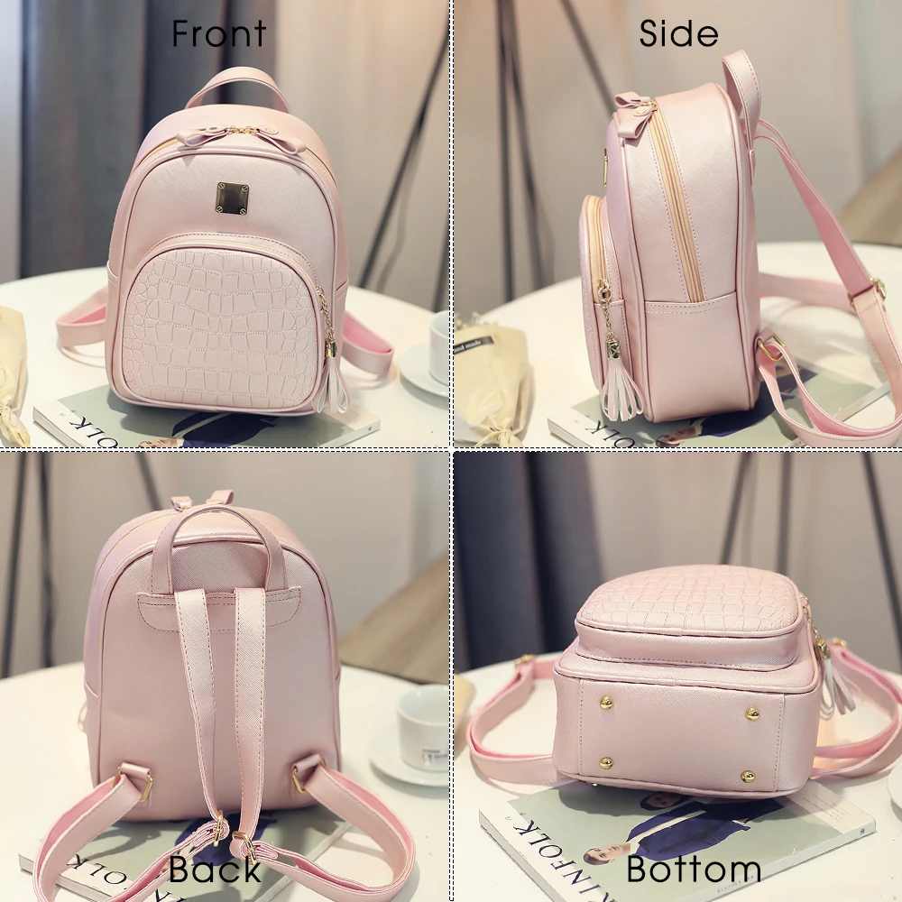 TTOU Pu de las mujeres de cuero Mochila mujer de Color sólido Mochila regalo mouse muñeco de moda Mochila piedra Mochila de viaje