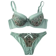 Женское нижнее белье, комплект из бюстгальтера и трусов, чашка 3/4, сексуальный кружевной бюстгальтер с вышивкой, бюстгальтер пуш-ап для женщин, нижнее белье, трусики размера плюс 32B-42D