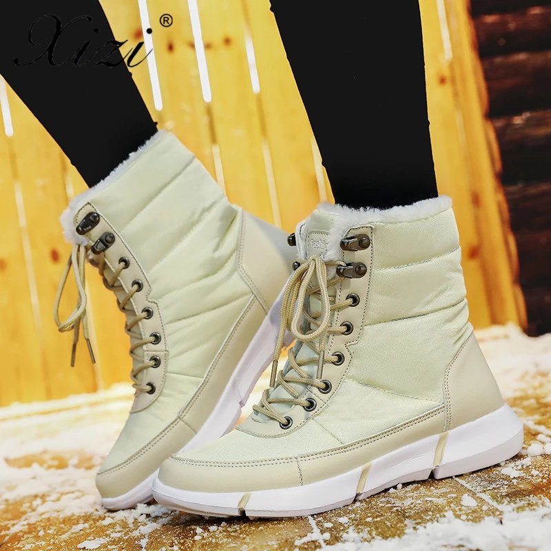 

Xizi Snow Boots Women Heels Ankle Winter Boots Women Shoes Warm Fur Plush Insole Ankle Boots Women Shoes Hot Lace-up Shoes Woman