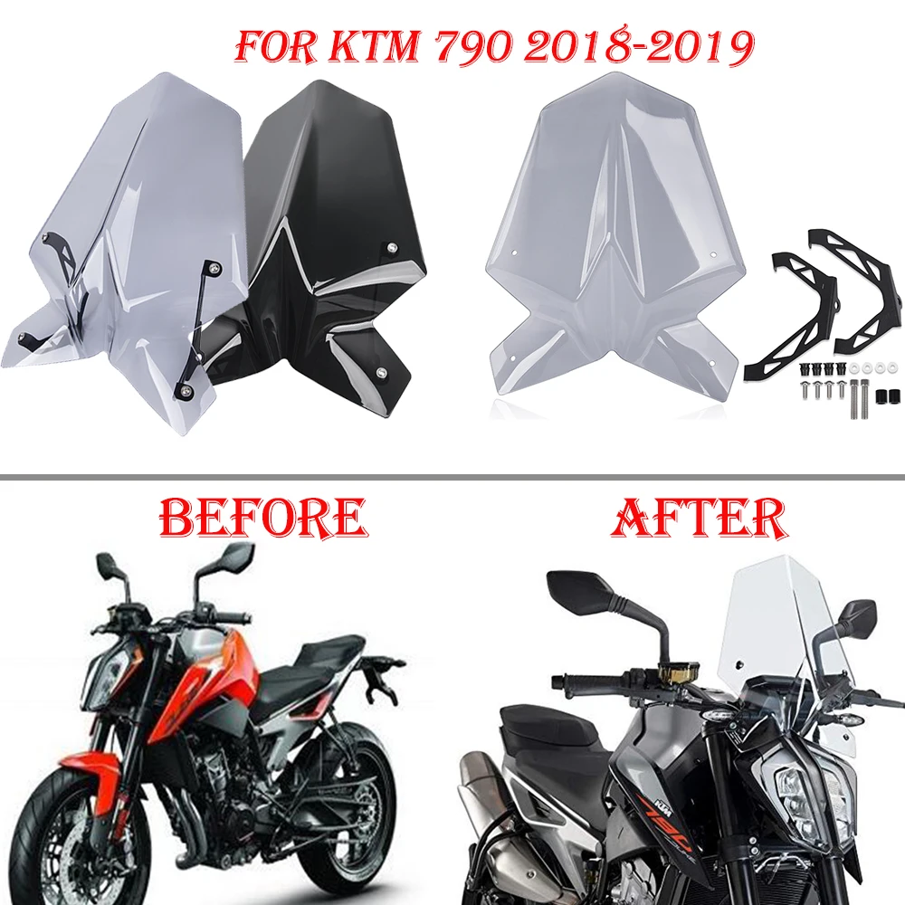 

Motorcycle for KTM 790 DUKE 2018 2019 SPORT Double Bubble Windscreen Windshield Visor Viser Deflector 18 19 790 duke accessories