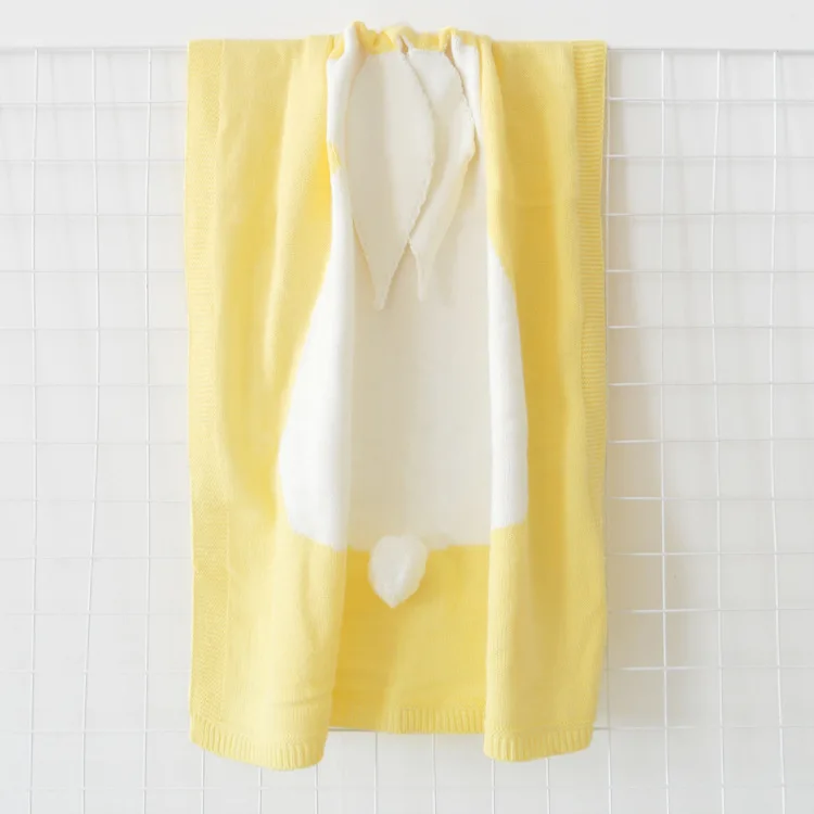 Детские вязаные пеленать Одеяло младенческой Дети Кролик cobertores Мантас покрывало Полотенца душевые подарок новорожденному Пеленальные принадлежности реквизит Одеяла - Цвет: Yellow