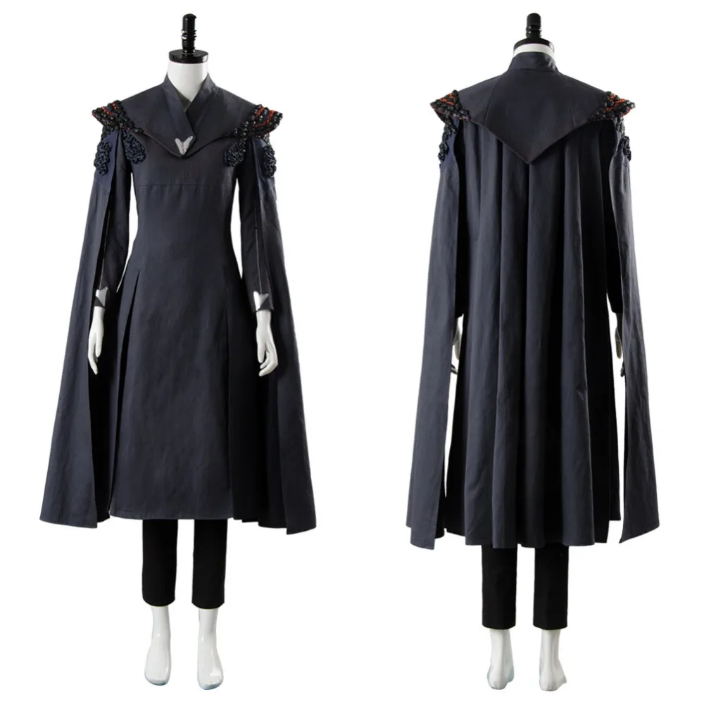 

Cosplay Game of Thrones Season 7 GOT Daenerys Targaryen Cosplay Costume Gray Full Sets Uniform Hallween Party Costume For Women