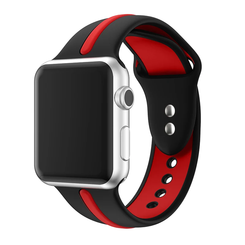 Ремешок для часов apple Watch band apple watch 5 4 band 44 мм iwatch band 42 мм correa 38 мм 40 мм силиконовый ремешок для часов pulseira 3 - Цвет ремешка: black red