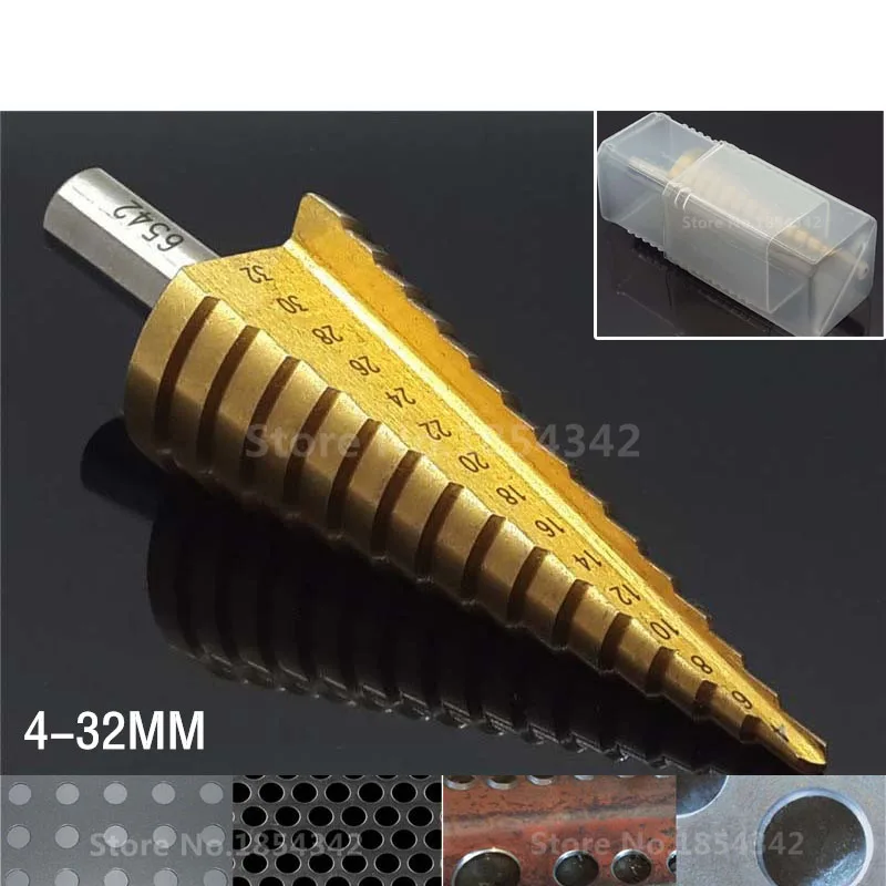 HSS 6542 M2 Titanium 4-32MM Straight Groove Broca Metal Step Cone Drill Bit Stainless Steel Hole Saw Cutter Wood Power Tool  | Drill Bits -32967208861