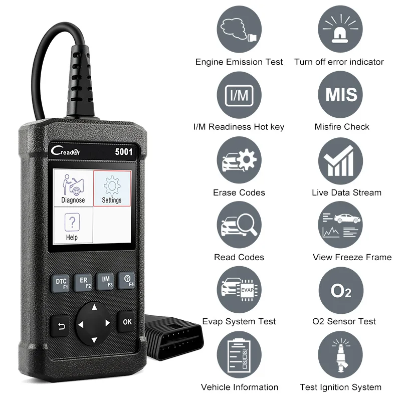 

Launch X431 Creader 5001 Full OBD2 Automotive Scanner CR5001 Car Diagnostic Tool OBDII OBD 2 Code Reader Engine Scanner cr5001