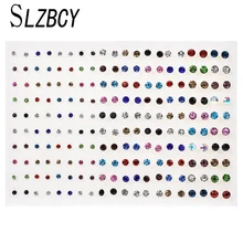 SLZBCY набор сережек-гвоздиков с разноцветными кристаллами для женщин и девочек, стильные детские маленькие серьги, модные вечерние ювелирные изделия