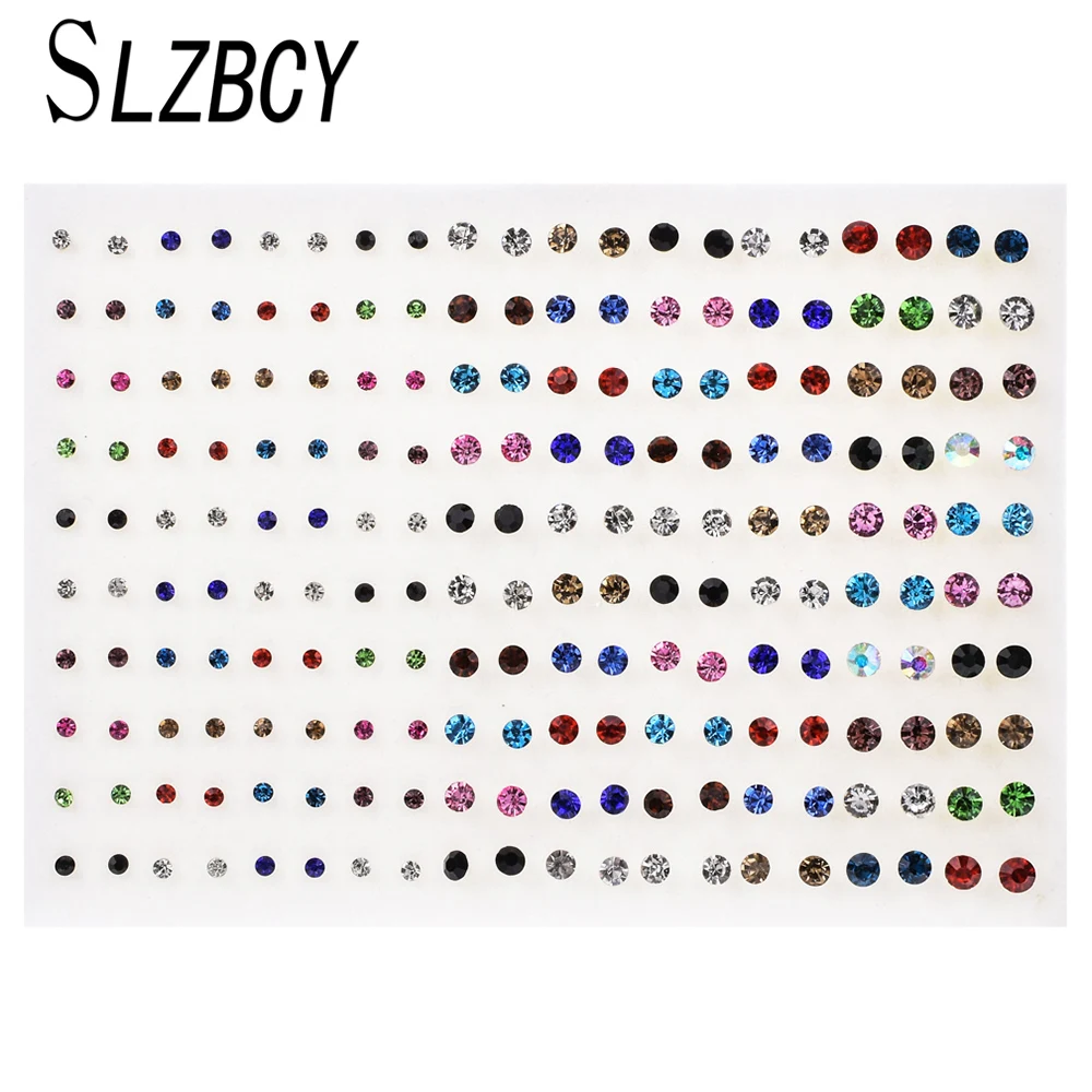 

SLZBCY Colorful Crystal Round Stud Earring Set For Women Girls Mix Style Child Small Earrings Fashion Party Jewelry
