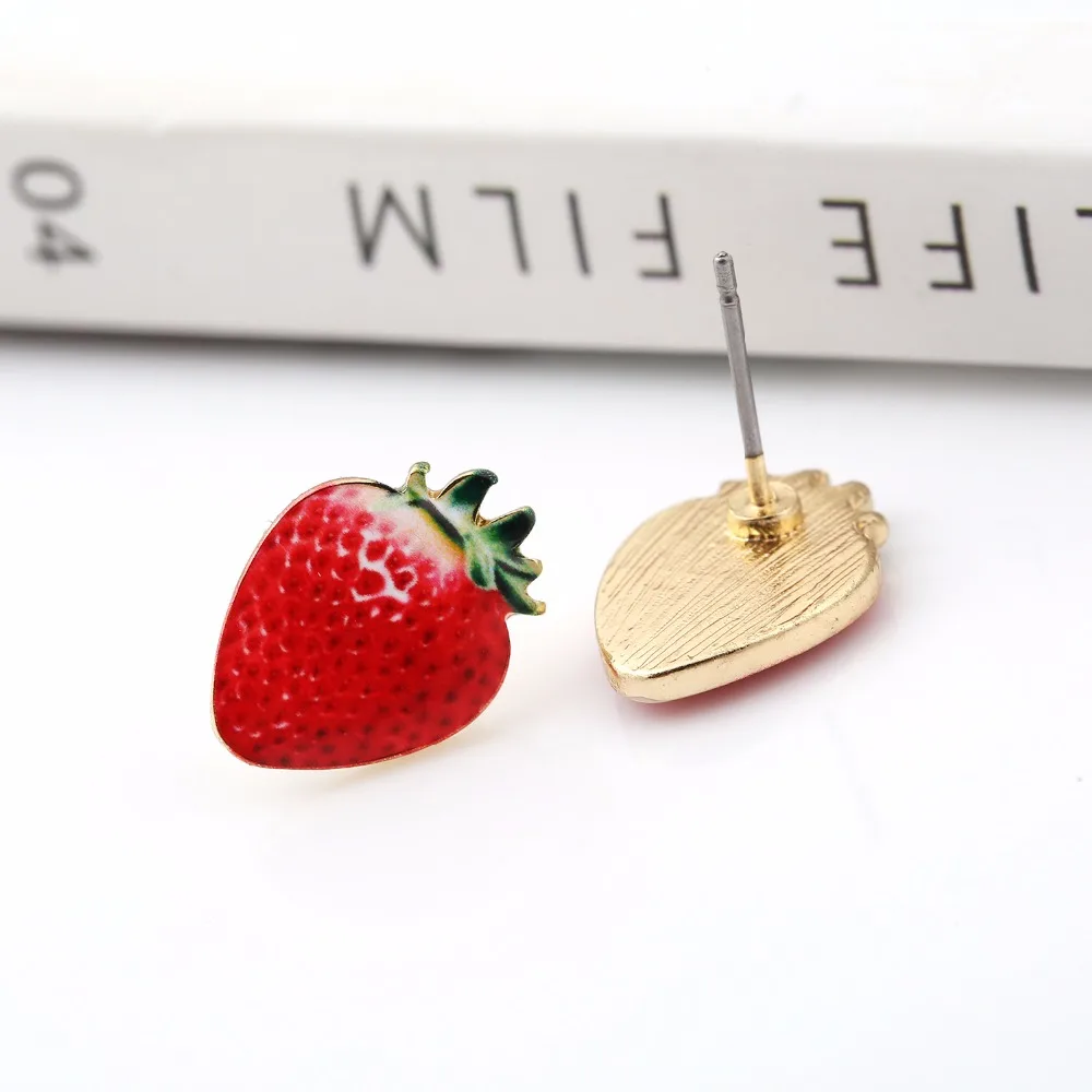 

Jisensp Summer Style Big Red Strawberry Earrings Minimalist Fruit Stud Earrings for Women Jewelry Accessories OED111
