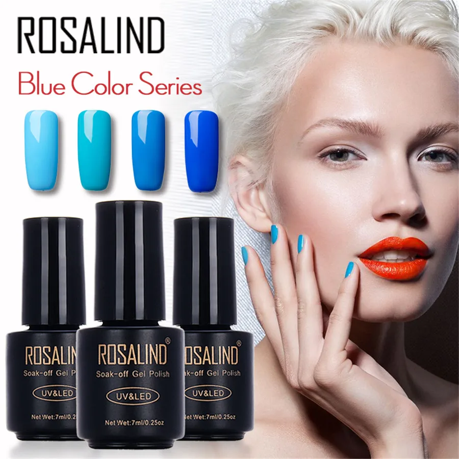ROSALIND 7ML Popular Gel BLUE Color Series UV LED Varnish Nail Polish Acrylic for Art 2701-2712 Fashion | Красота и здоровье