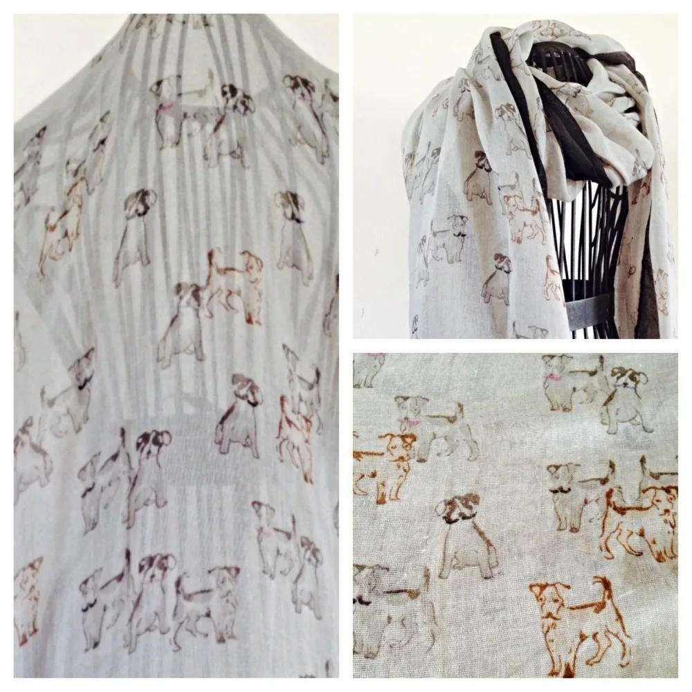 

2016 new spring JACK RUSSELL TERRIER DOG SCARF VALENTINES NEW LARGE GREY gift