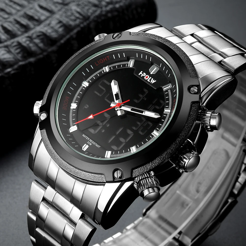 HPOLW новый для мужчин спортивные часы Роскошные s милитари армейские часы цифровой светодиодный электронный мужской наручные Relogio Masculino