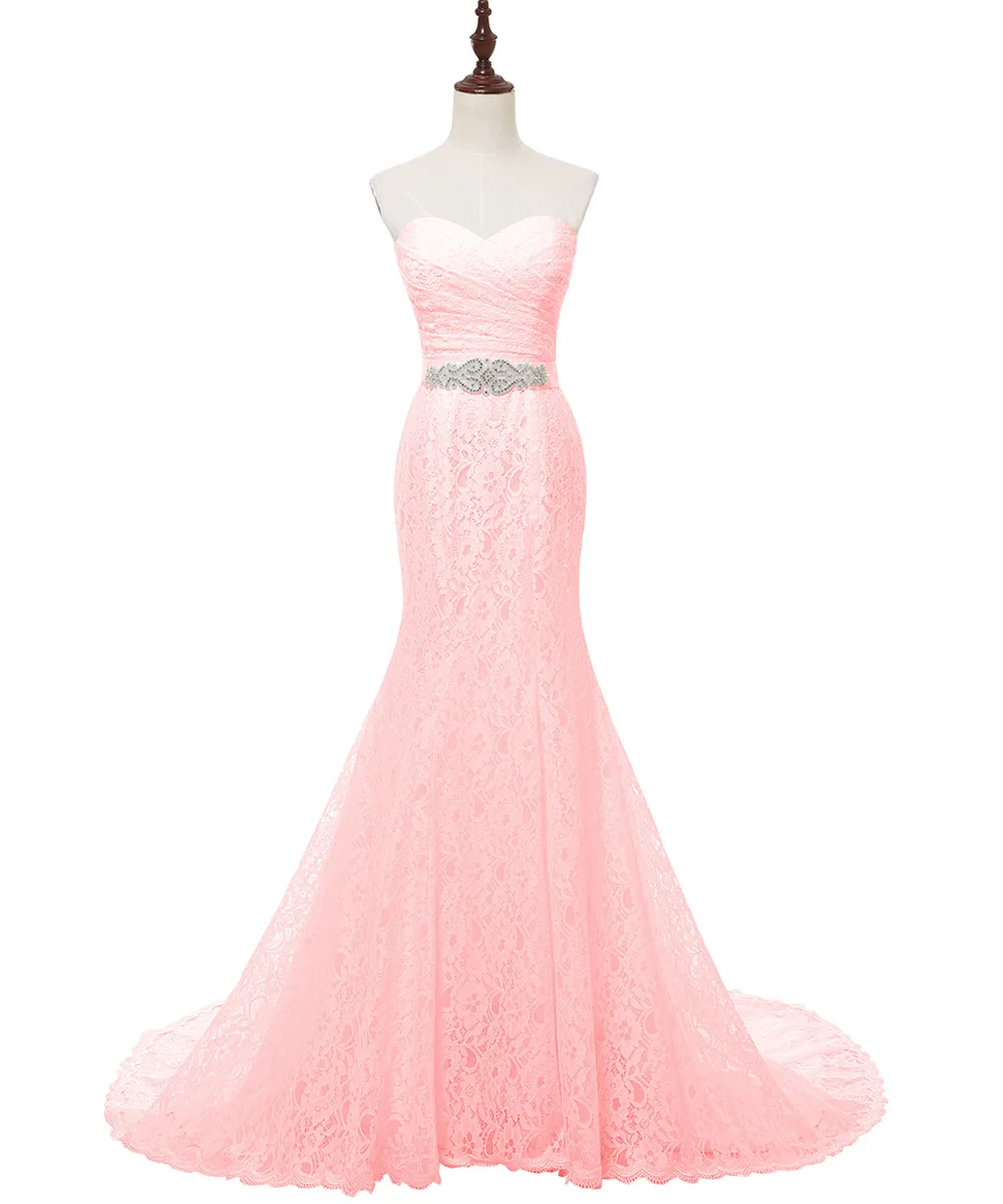 Свадебное платье для невесты, реальные фотографии, белое кружевное дешевое свадебное платье русалки со шлейфом,, винтажное платье с поясом, vestido De noiva SLD-W001 - Цвет: Розовый