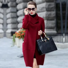 SoftFox Brand Design Winter Coat Women Warm Cotton-padded Wool Coat Long Women’s Cashmere Coat European Fashion Jacket Outwear