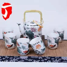 1POT+ 6 чашек китайский чайный набор кунг-фу Цзиндэчжэнь воды чайник Ретро чайник