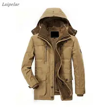 Хит, зимняя мужская хлопковая куртка, Толстая теплая куртка плюс Вельветовая длинная куртка, повседневная мужская куртка с капюшоном, теплое пальто, ветровка