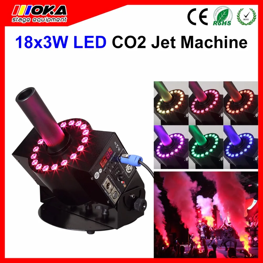 

18*3W Led Co2 Jet Machine RGB 3in1 high Pressure 260W Cryo Jet machine Multi Angle Stage Led CO2 equipment DJ light free 6m hose