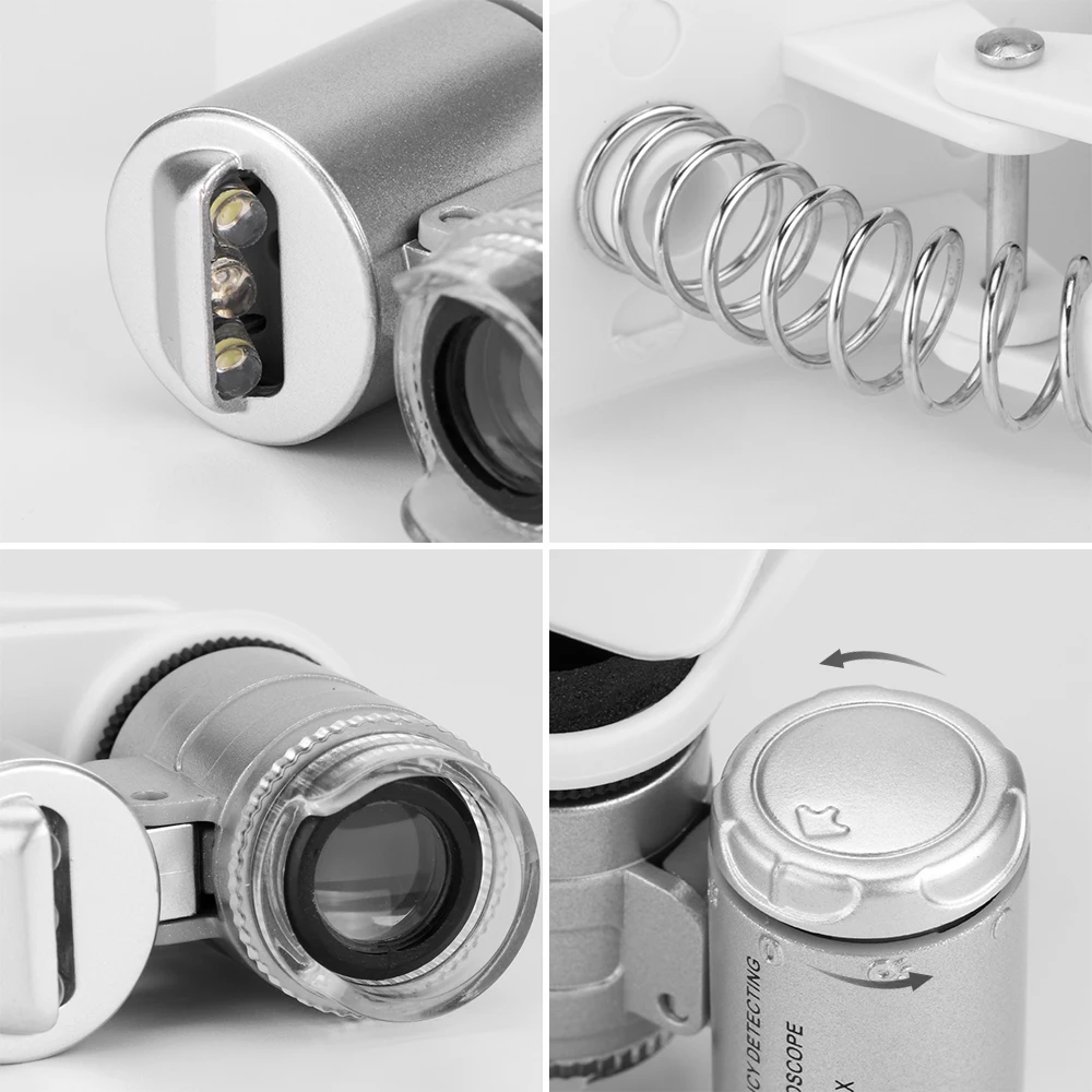 POWSTRO Универсальный 3-светодиодный мобильного телефона Макрос микроскопа объектив 60X Оптический зум Лупа микро Камера зажим светодиодный Объективы для iPhone