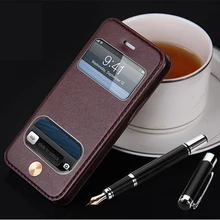 Hot Flip Ultrathin View Window Leather Cases For iPhone 7 Plus 6 6S & iPhone6 Plus & SE 5s 5 5c & 4 4s Case Luxury Phone Cover