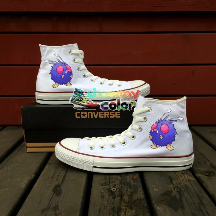

White Shoes Pokemon Converse Chuck Taylor Custom Venonat Design Hand Painted Shoes Men Women Sneakers Boys Girls Birthday Gifts