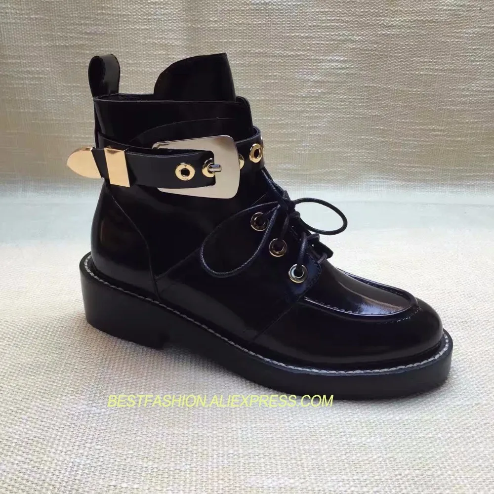 

Hot Sale Autumn Winter Shoes Woman Square Heels Ankle Boots Buckle Knight Boots Designer Woman Casual Punk Boots Plus size Tide