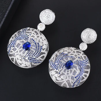

missvikki European American fashion style Luxury Temperament Round Pendant Earrings for Women Bridal Wedding Engagement Jewelry