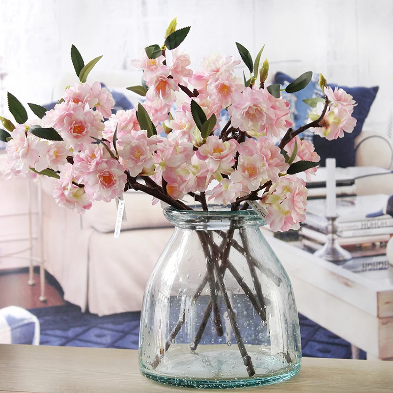

Artificial 3 Branchlets High-end Simulation Cherry Blossoms Plant Flowers Japanese-style Fake Wedding Home Decoration