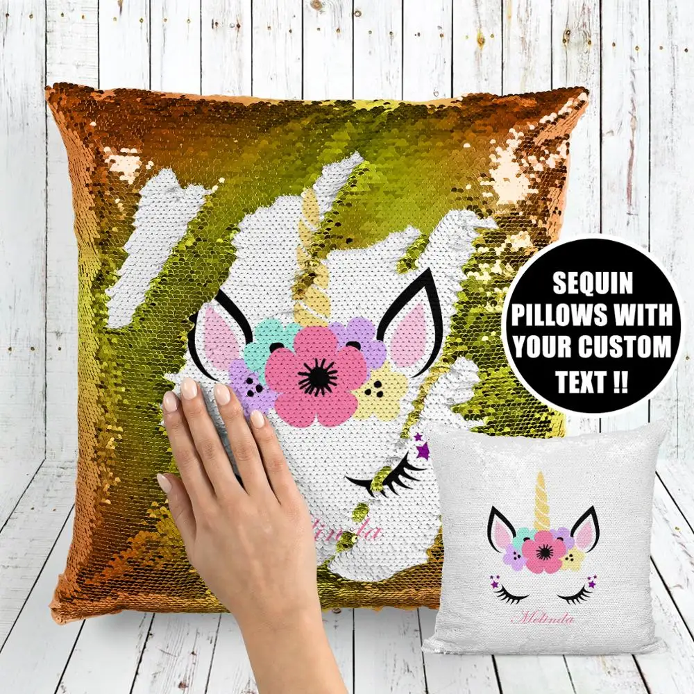 

Super Shining Magical Unicorn Mermaid Cushion Cover with Sequins Reversible Color Changing Pillow Case Pillow Cover for Seat Car