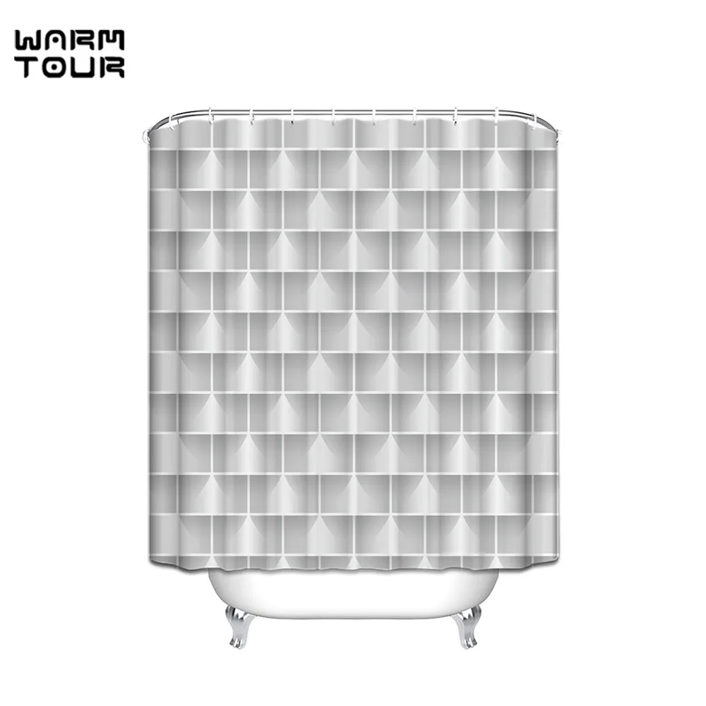 Warm Tour Trendy Grayness Simple Pattern Shower Curtain Polyester