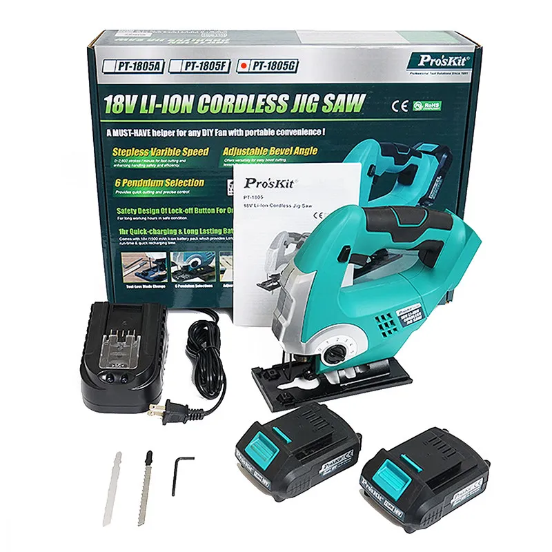 Curve Saw Pro'sKit PT 1805G Handheld18V L ithium Battery маленькая металлическая режущая пила провод