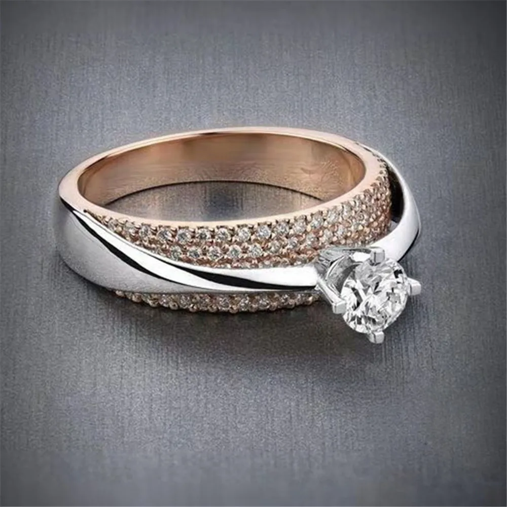 Горячее предложение, модное кольцо из нержавеющей стали, Серебряное розовое золото, кольца для женщин, женское циркониевое кольцо на палец для вечеринки, ювелирные изделия, anillo de compromiso