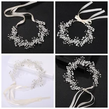 Свадебный обруч для волос со стразами жемчужные украшения женская свадебная повязка на голову Декор ручной работы
