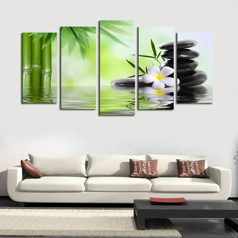 Unframe 5 Piece Bamboo Stone Scenery Modern Home Wall Decor Canvas Picture Art Hd Print Painting On Canvas For Home Decor Painting Toy Painting Artart Drawing Painting Aliexpress