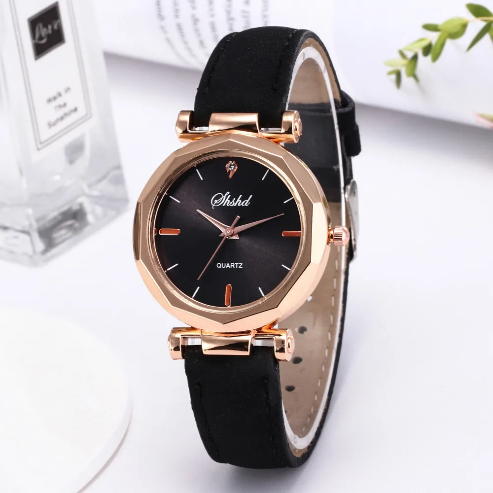 Luxury Women Quartz watches Faux Leather Color Metal Dial Wristwatch Fashion Women Watch relogio feminino for dropshipping