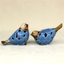 Hand Painted Porcelain Couple Bird Figurine Cutout Ceramic Birdie Lovers Miniature Decor Gift Craft Trinket Ornament Accessories