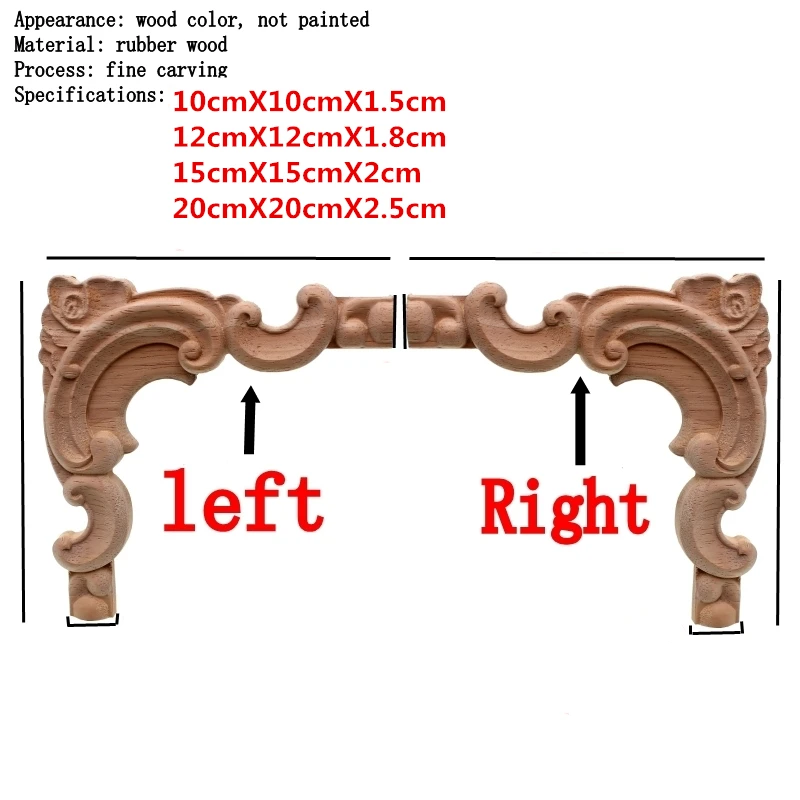 RUNBAZEF угол древесины наклейки с резьбой углу Аппликация Украшение для рамки стены, двери мебель деревянные фигурки кабинет декоративные ремесла