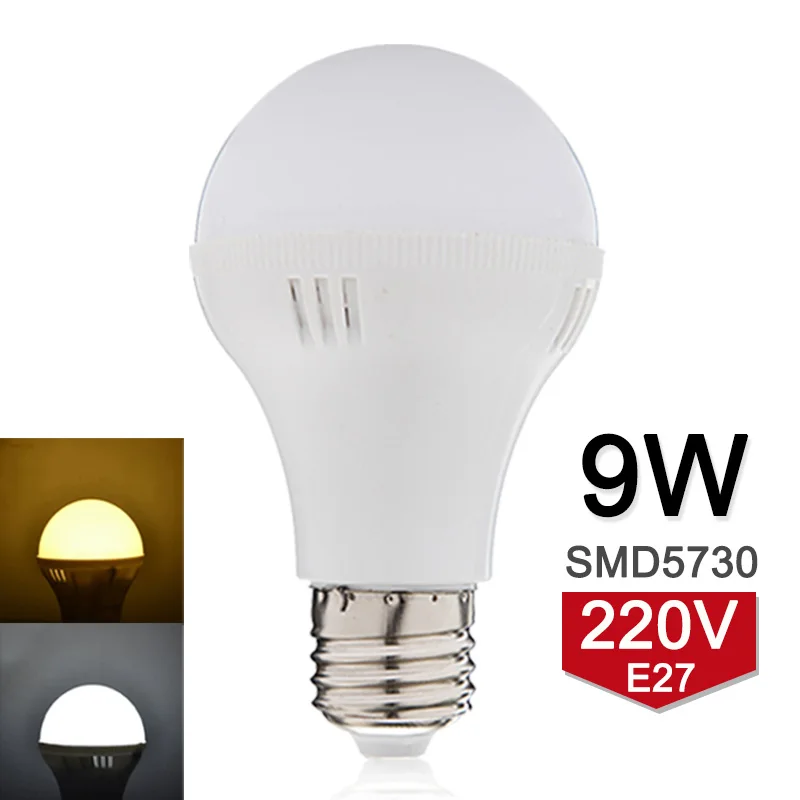 

E27 Led Lamp Light 9W 220V Bombillas LED Bulb SMD5730 High Luminous Lampada De LED Warm White/Cold White D9