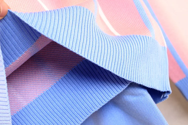 Осенне-весенние женские комплекты одежды воротник в виде бабочки свитера в полоску трикотажные топы Русалка офисные юбки костюм элегантный комплект NS831