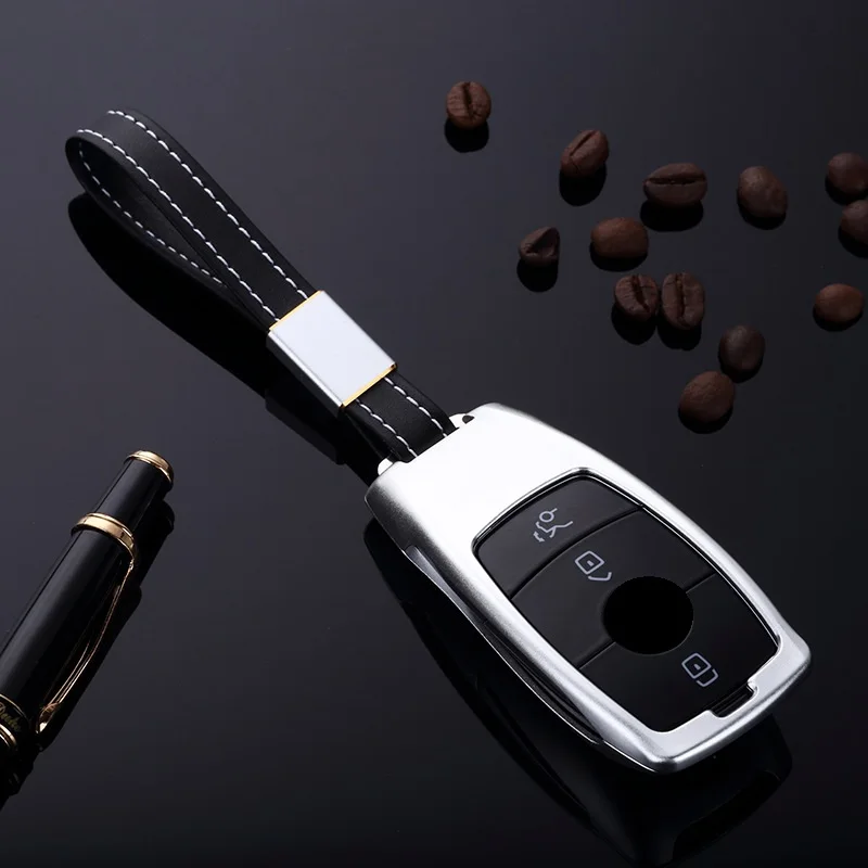 

For Mercedes Benz 2017 E Class W213 Aluminum Alloy key chrome Chain Ring Cover Kkey Case MentalCar Styling Accessories